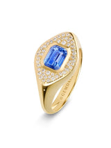 Blue Sapphire & Diamond 14K Gold Signet Ring