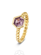 Violet Sapphire Hex 14K Gold Ring