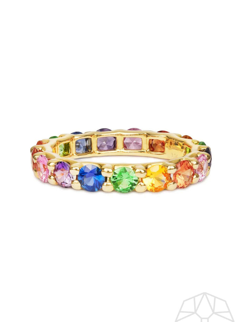 Rainbow Sapphire Chunky 18K Gold Ring