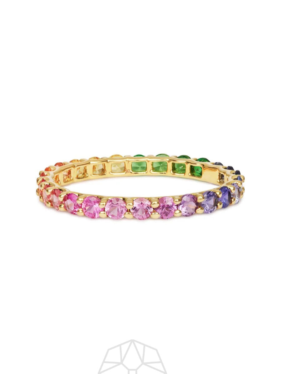 Regenbogen -Saphir -Skinnhaut -Gradient 14K Gold Ring