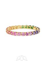 Rainbow Sapphire Skinny Gradient 14K Gold Ring