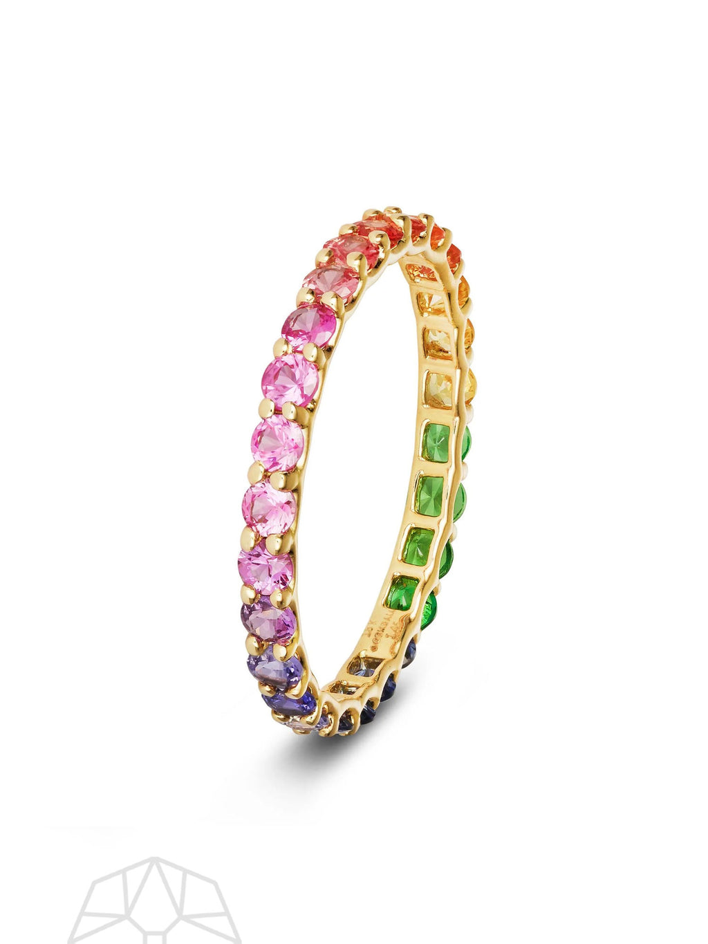 Regenbogen -Saphir -Skinnhaut -Gradient 14K Gold Ring