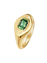 Green Sapphire 14K Gold Signet Ring