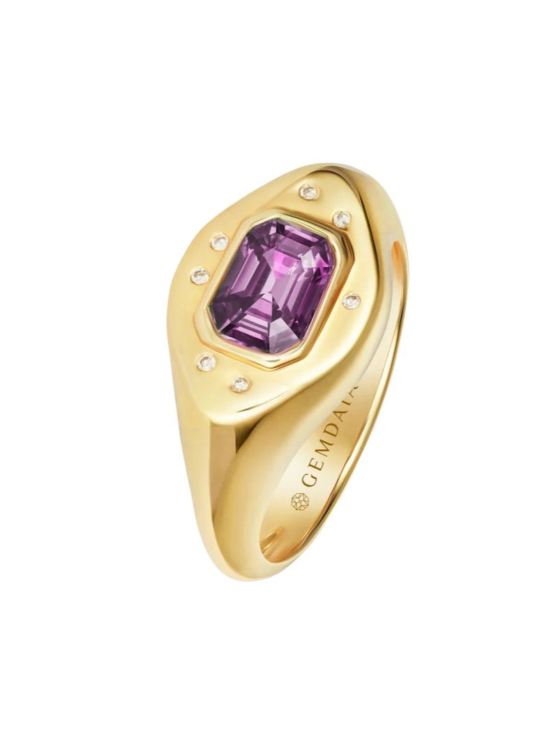 Purple Sapphire 14K Gold Signet Ring