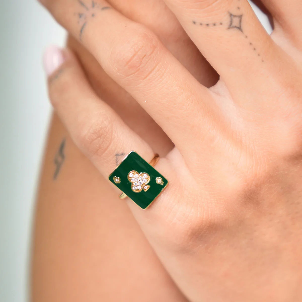 Lucky Harmonie Lacquer Pinkie 18K Gold Ring w. Lab-Grown Diamonds