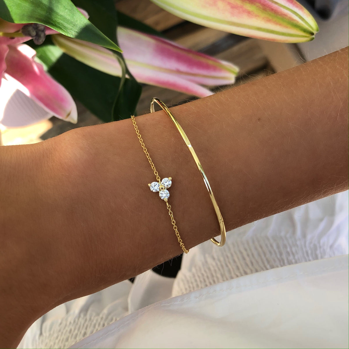Raw 18K Guld Armring m. Diamant