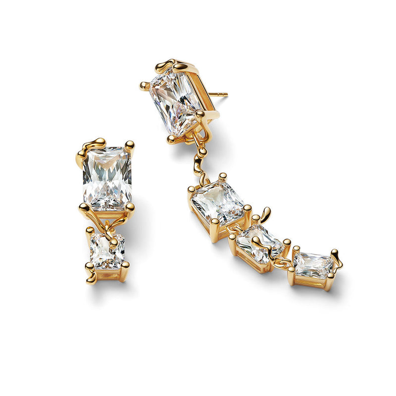 Roppongi Drop Gold Plated Earring w. Zirconia