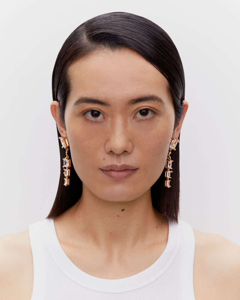 Roppongi Chandelier Gold Plated Earring w. Zirconia