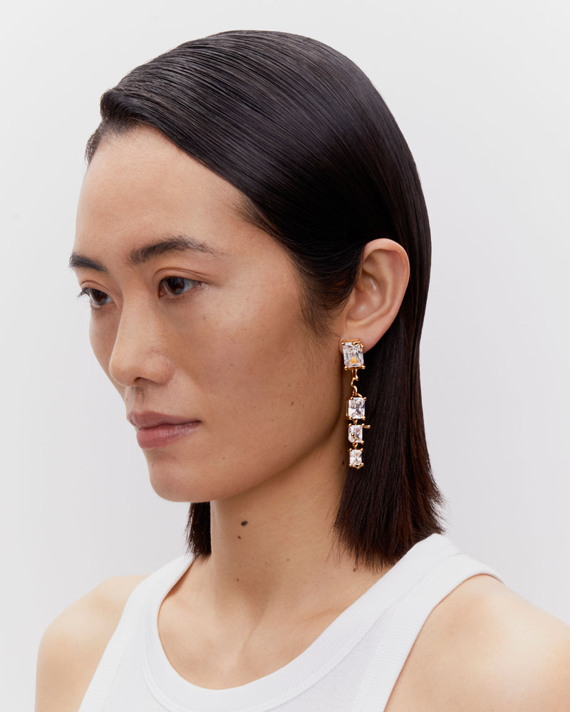 Roppongi Chandelier Gold Plated Earring w. Zirconia