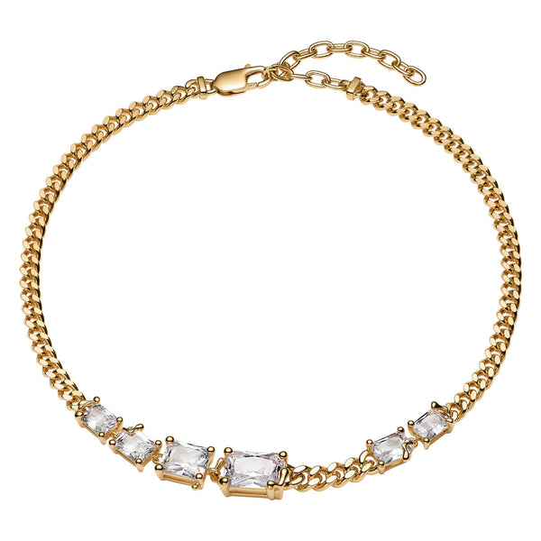 Roppongi Chandelier Gold Plated Necklace w. Zirconia