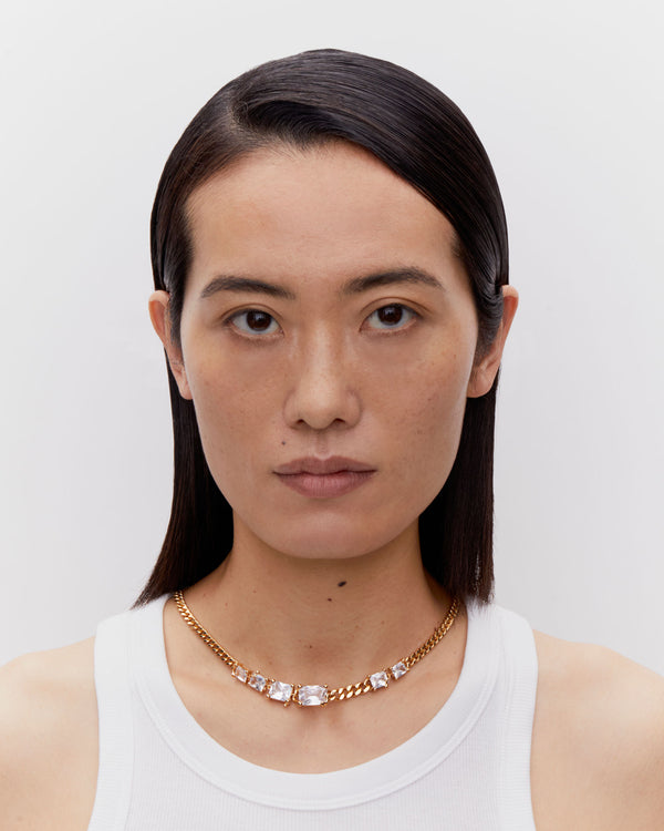 Roppongi Chandelier Gold Plated Necklace w. Zirconia