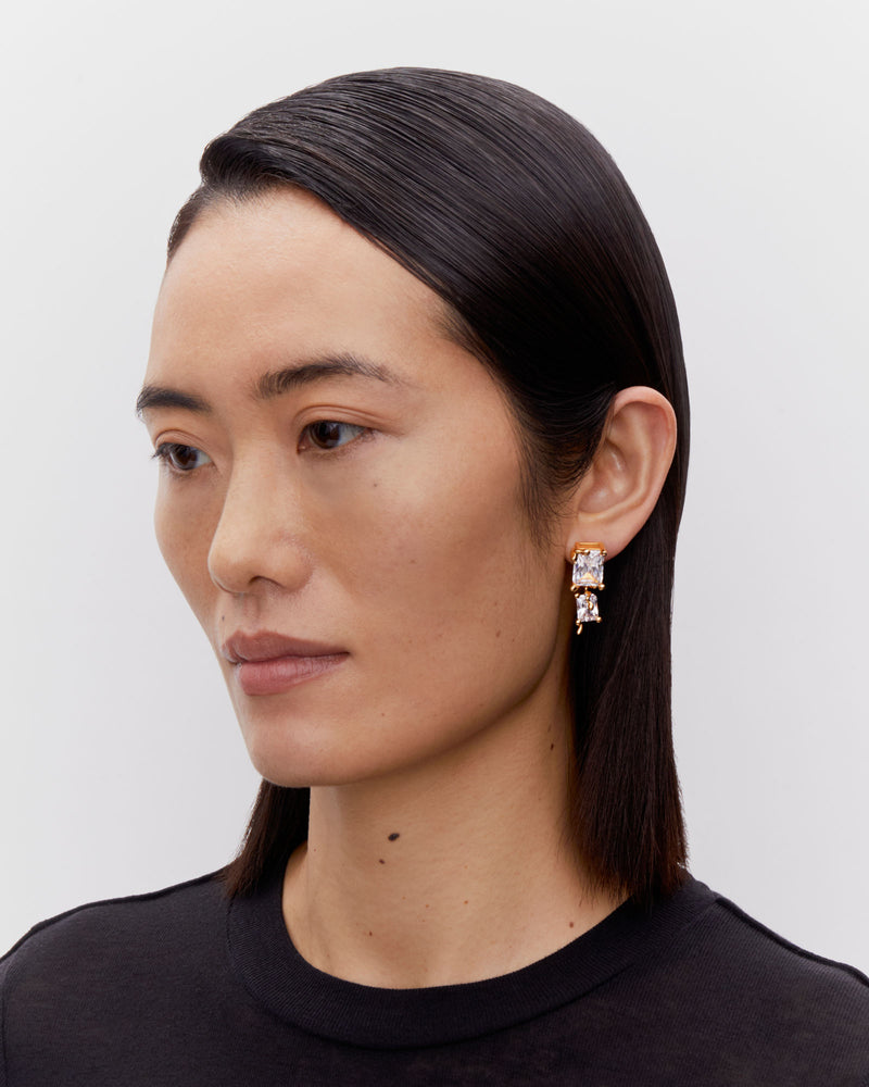 Roppongi Drop Gold Plated Earring w. Zirconia