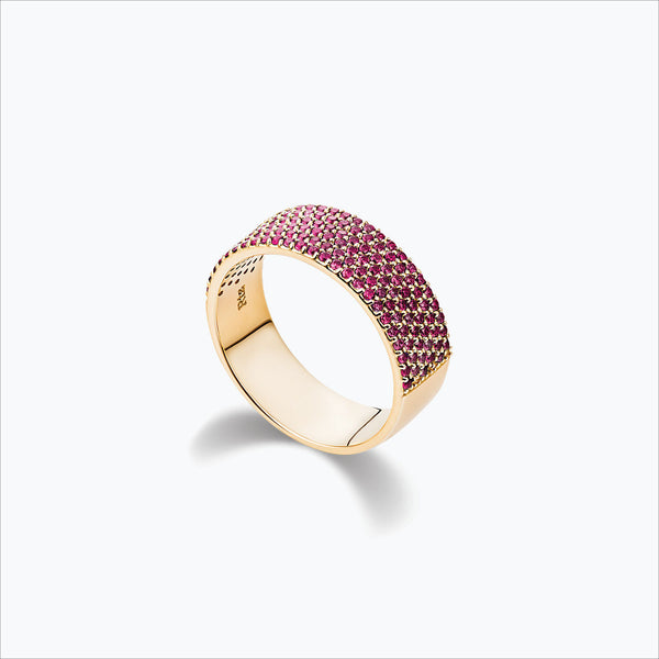 Cigar Band 18K Guld Ring m. Pink Safir