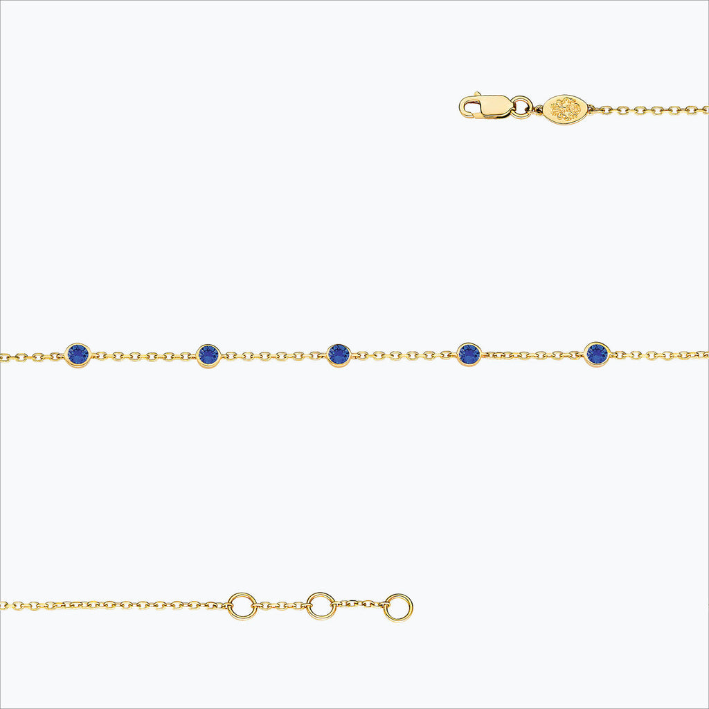 5 Stone 18K Gold Bracelet w. Blue Sapphires