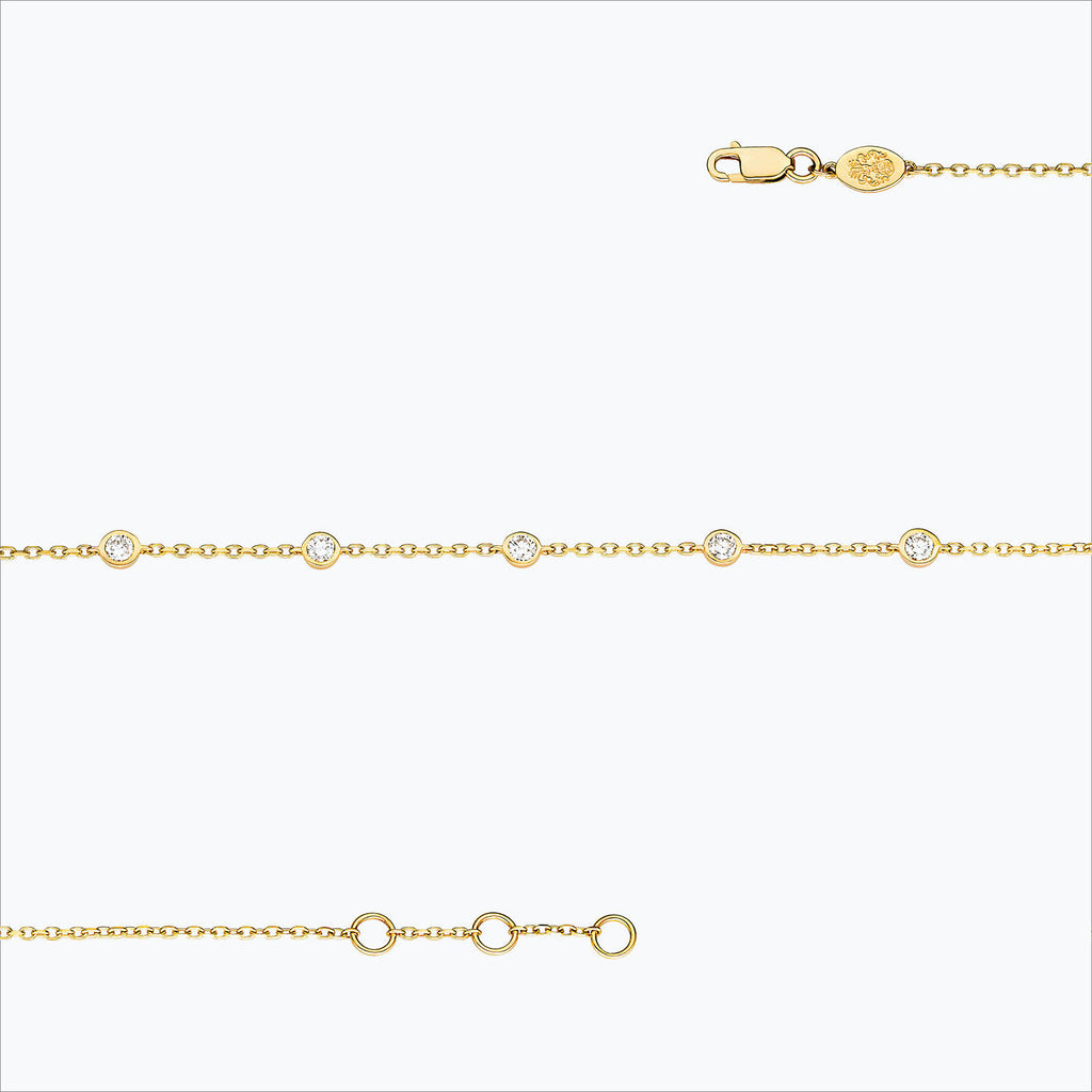 5 Stone 18K Gold Bracelet w. Diamonds