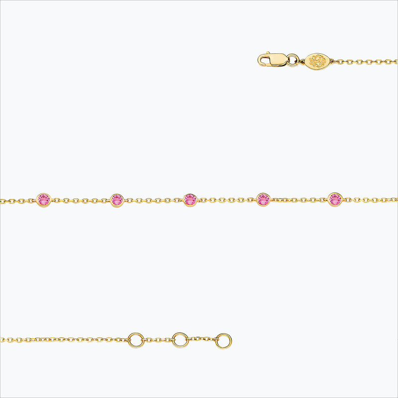 5 Stone 18K Gold Bracelet w. Pink Sapphires