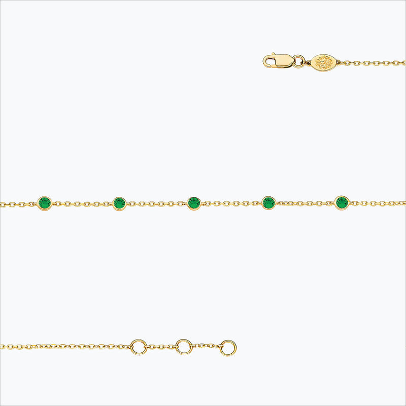 5 Stone 18K Gold Bracelet w. Tsavorite