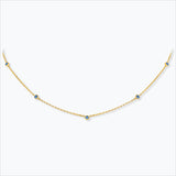 5 Stone 18K Gold Necklace w. Blue Sapphires