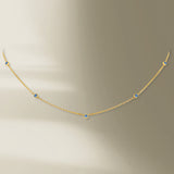 5 Stone 18K Gold Necklace w. Blue Sapphires
