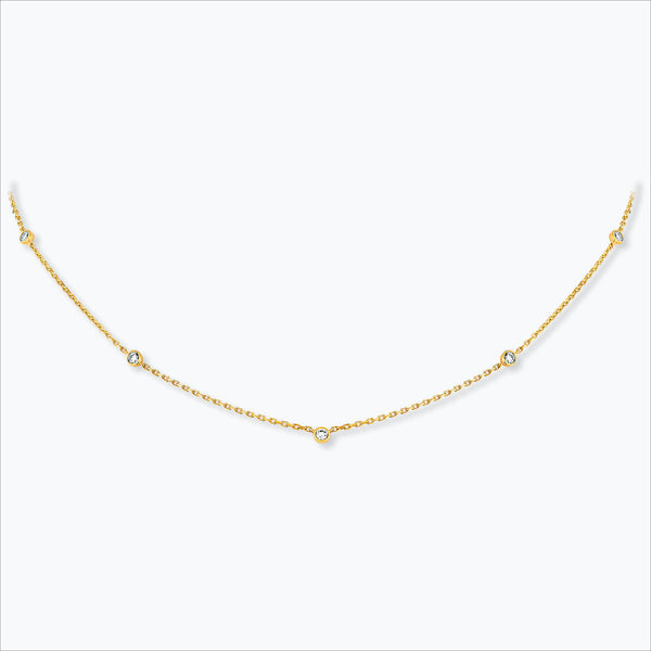 5 Stone 18K Gold Necklace w. Diamonds