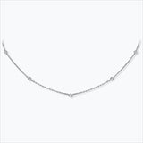 5 Stone 18K White Gold Necklace w. Diamonds