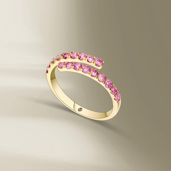 Initha 18K Guld Ring m. Pink Safir