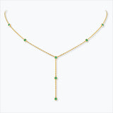 7 Stone 18K Gold Necklace w. Tsavorite