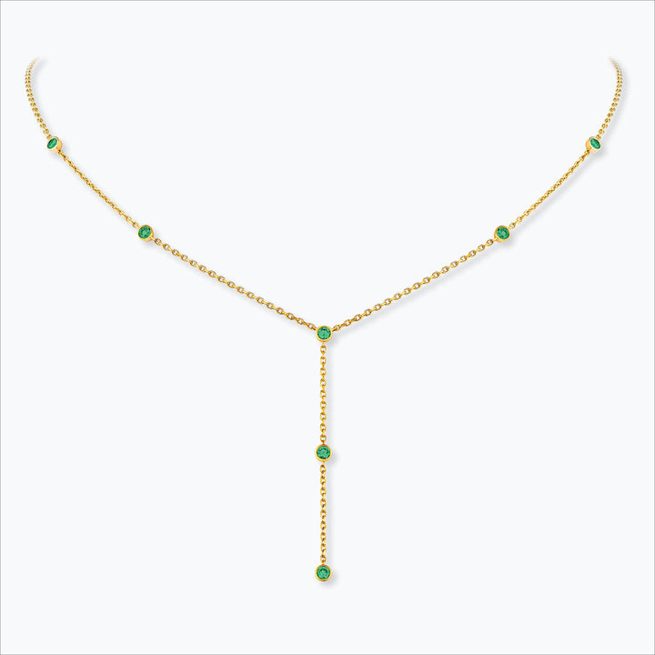7 Sten 18K Guld Halskæde m. Tsavorit