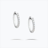 Single Line 18K White Gold Hoops w. Diamonds