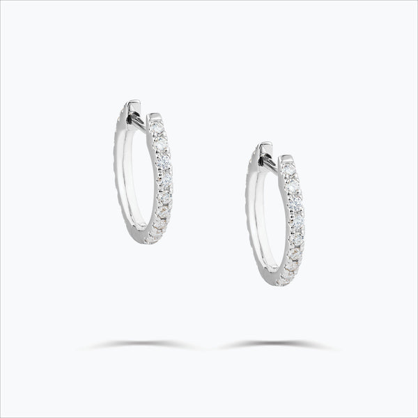 Single Line 18K Hvidguld Hoops m. Diamanter