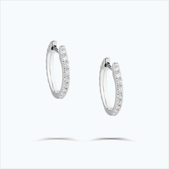 Single Line 18K Hvidguld Hoops m. Diamanter