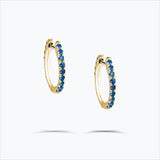 Single Line 18K Guld Hoops m. Blå Safir