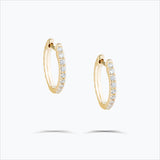 Single Line 18K Gold Hoops w. Diamonds