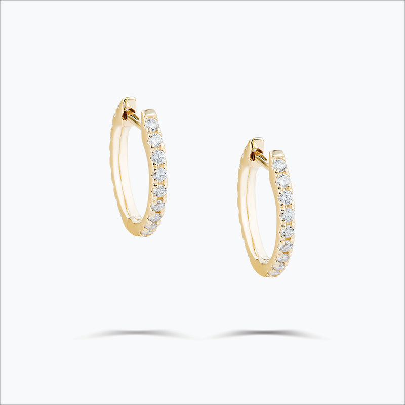 Single Line 18K Gold Hoops w. Diamonds