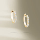 Single Line 18K Gold Hoops w. Diamonds