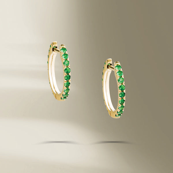 Single Line 18K Guld Hoops m. Tsavorit