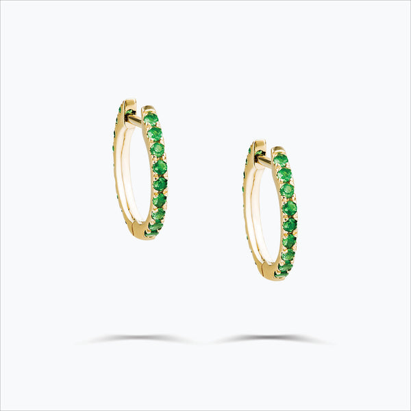 Single Line 18K Guld Hoops m. Tsavorit