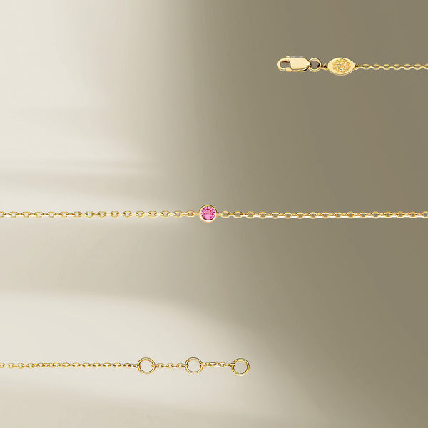 1 Stone 18K Gold Bracelet w. Pink Sapphire