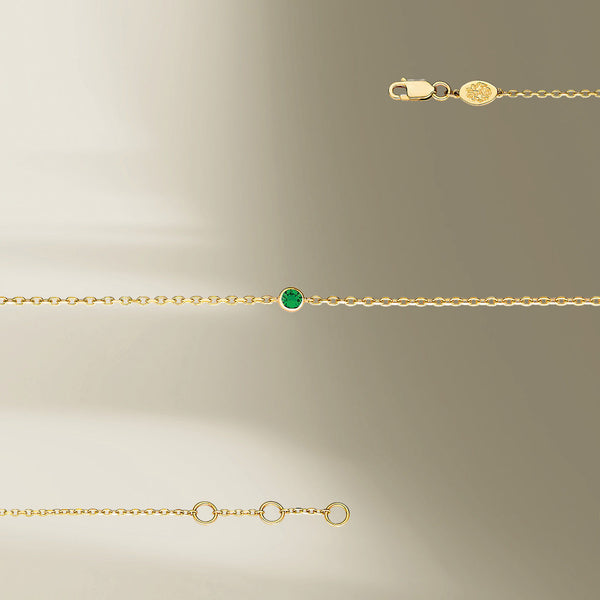 1 Stone 18K Gold Bracelet w. Tsavorite