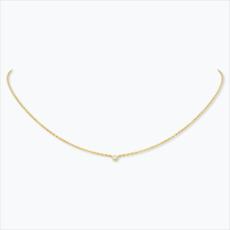 1 Stone 18K Gold Necklace w. Diamond