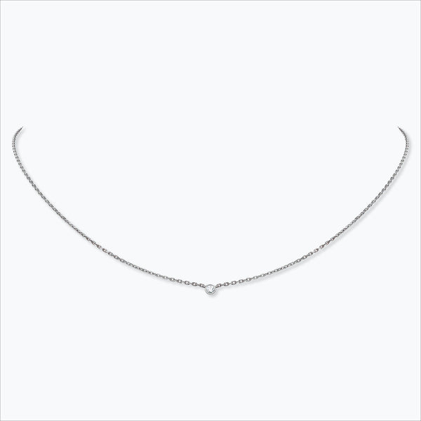 1 Stein 18k Weißgold Halskette w. Diamant
