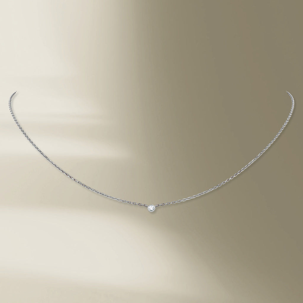 1 Stein 18k Weißgold Halskette w. Diamant