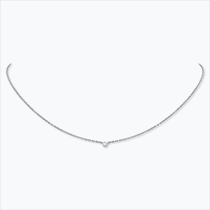 1 Stone 18K White Gold Necklace w. Diamond