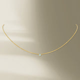 1 Stone 18K Gold Necklace w. Aquamarine