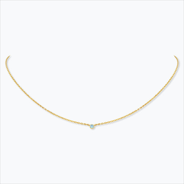 1 Stone 18K Gold Necklace w. Aquamarine