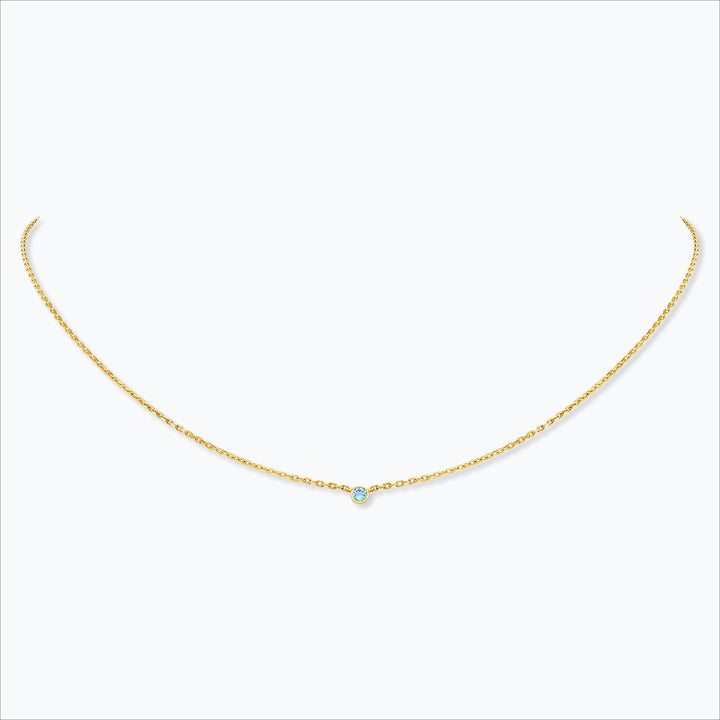 1 Stone 18K Gold Necklace w. Aquamarine