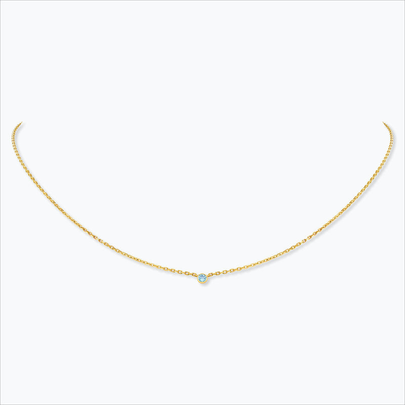 1 Stone 18K Gold Necklace w. Aquamarine