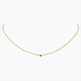 1 Stone 18K Gold Necklace w. Blue Sapphire