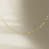 1 Sten 18K Guld Halskæde m. Pink Safir