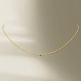 1 Stone 18K Gold Necklace w. Tsavorite